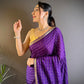 Soft Viscous crushed chinon silk checks saree