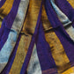 Linen sarees with gold silver zari stripes all over!