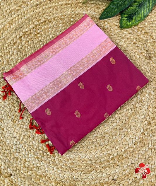 Beautiful soft semi silk saree with contrast border