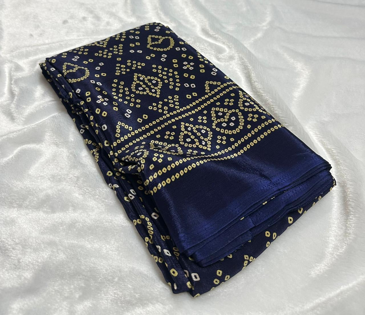 Crepe silk saree with bandhini prints