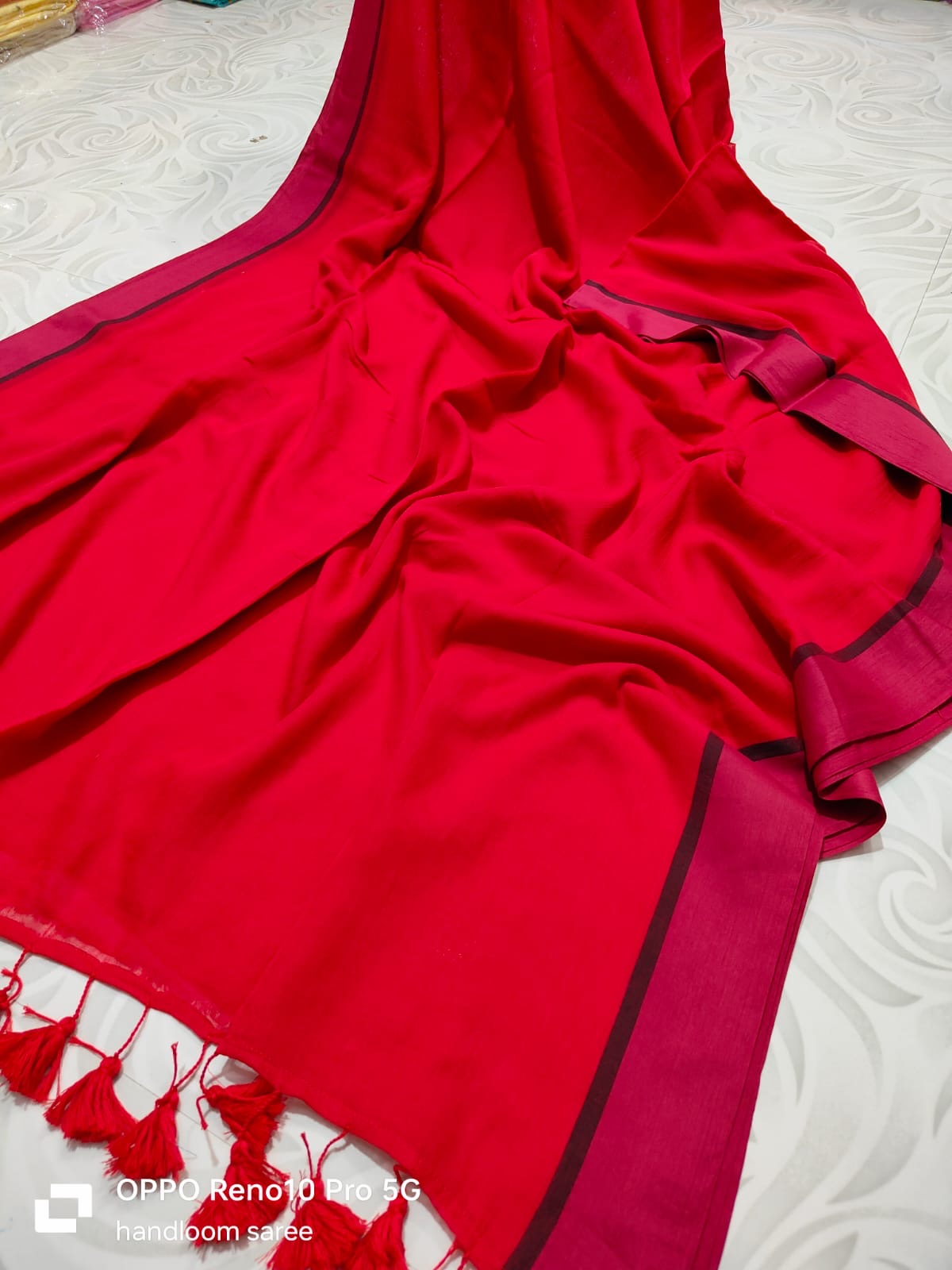 Soft Mul cotton saree - Red