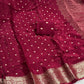 Beautiful zari buttas viscous chinon saree