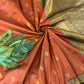 Beautiful rust orange semi silk saree