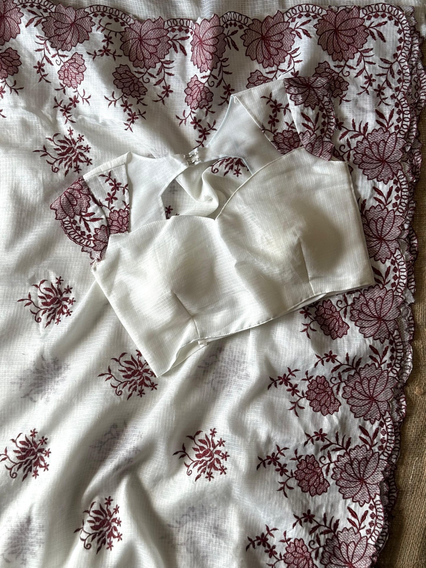 Kota Doria saree with beautiful embroidery