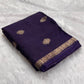 Beautiful viscous russian silk saree with self design and small zari border - mandala design
