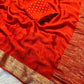 Premium viscous chinon blend saree with zari weaved border