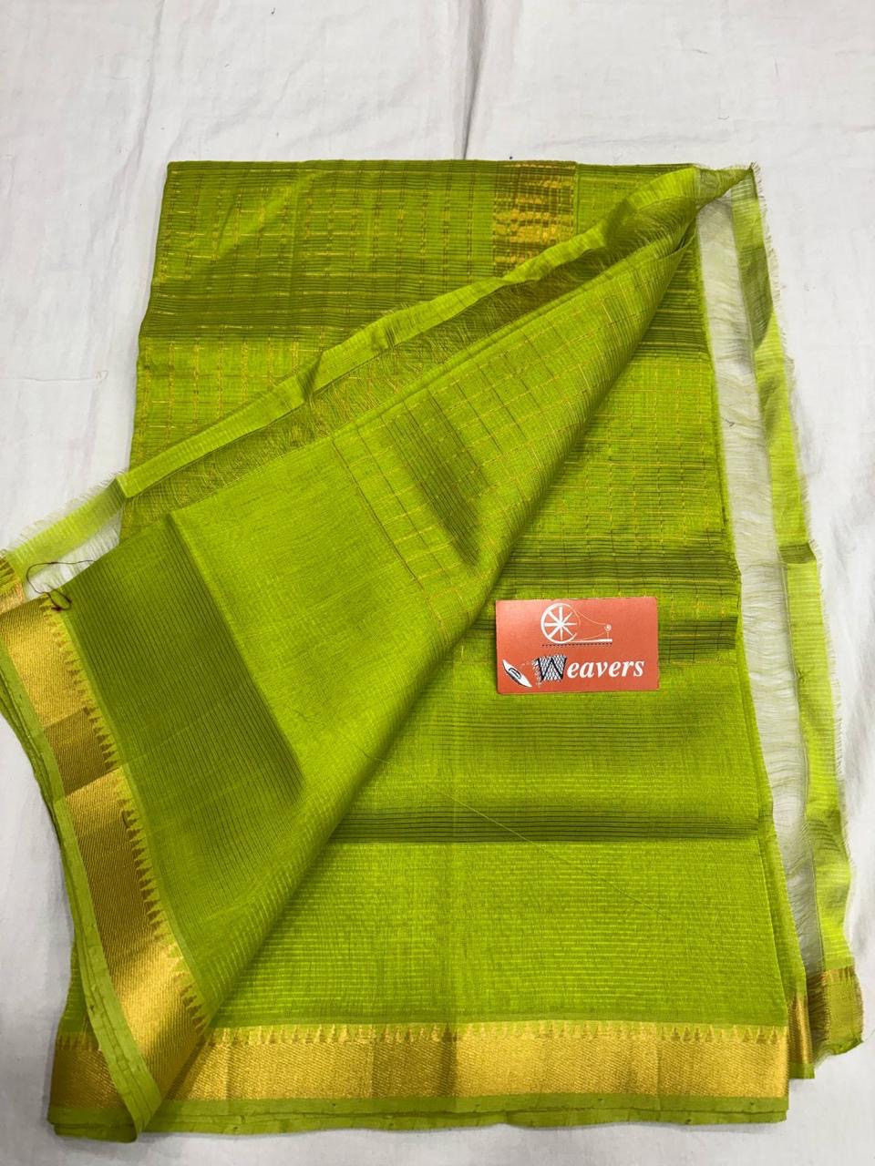 Beautiful Mangalagiri Silk cotton saree with zari checks