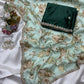 Floral chinon saree with beautiful pearl work border