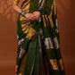 Linen sarees with gold silver zari stripes all over!
