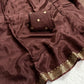 Beautiful viscous chinon saree with zari weaving border and viscous butta blouse