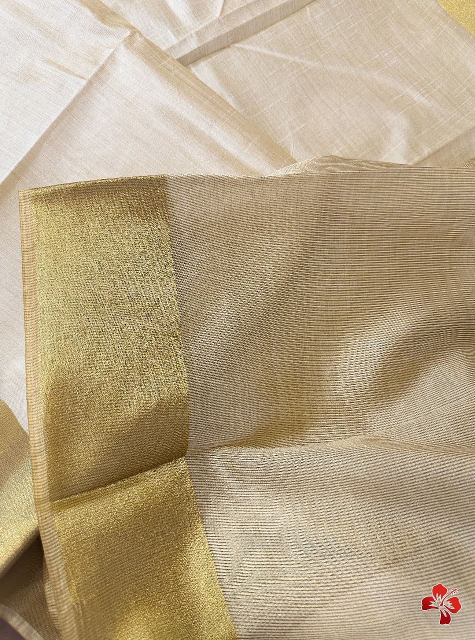 Semi tussar silk with zari border