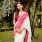 Soft mul cotton saree with beautiful pink zari border