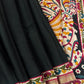 Soft viscous cotton saree with kalamkari printed border and pallu - black