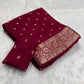 Beautiful zari buttas viscous chinon saree