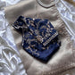 Organza handwork saree - Navy blue blouse (Prebooking)