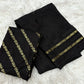 Soft viscous chinon with striped weaves in border