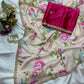 Floral chinon saree with beautiful pearl work border
