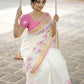 Premium Kerala cotton saree with beautiful pink floral digital prints (Prebooking 15 days)