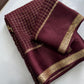 Beautiful viscous georgette saree with checks body and running blouse