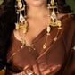 Soft glass tissue organza saree with handwork