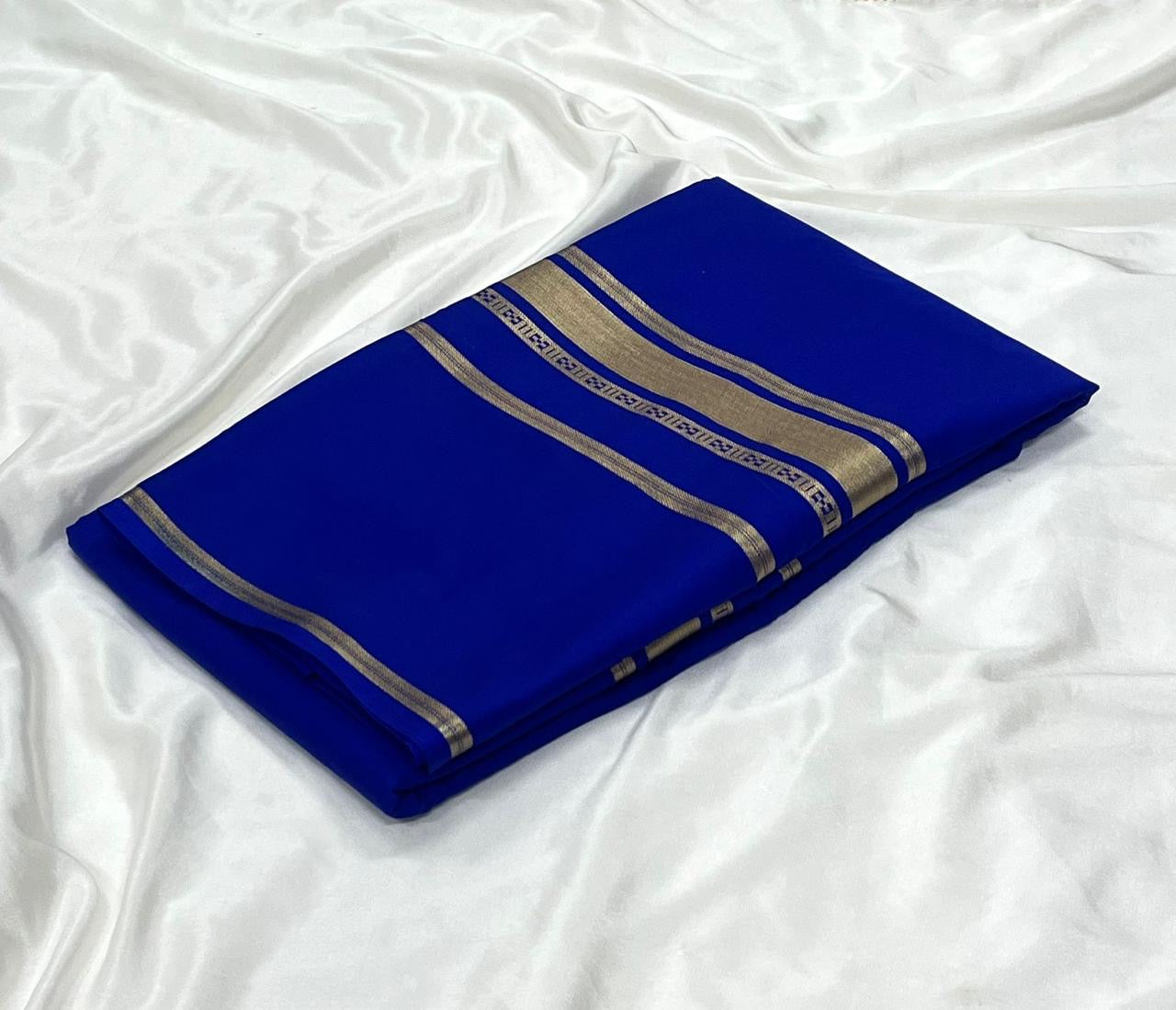 Soft semi Mysore crepe silk sarees with zari stripe broad border (Tani Malayali inspired)