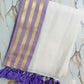 Pure authentic mul cotton saree with lavender border