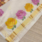 Premium Tissue Striped Saree with Rose Embroidery