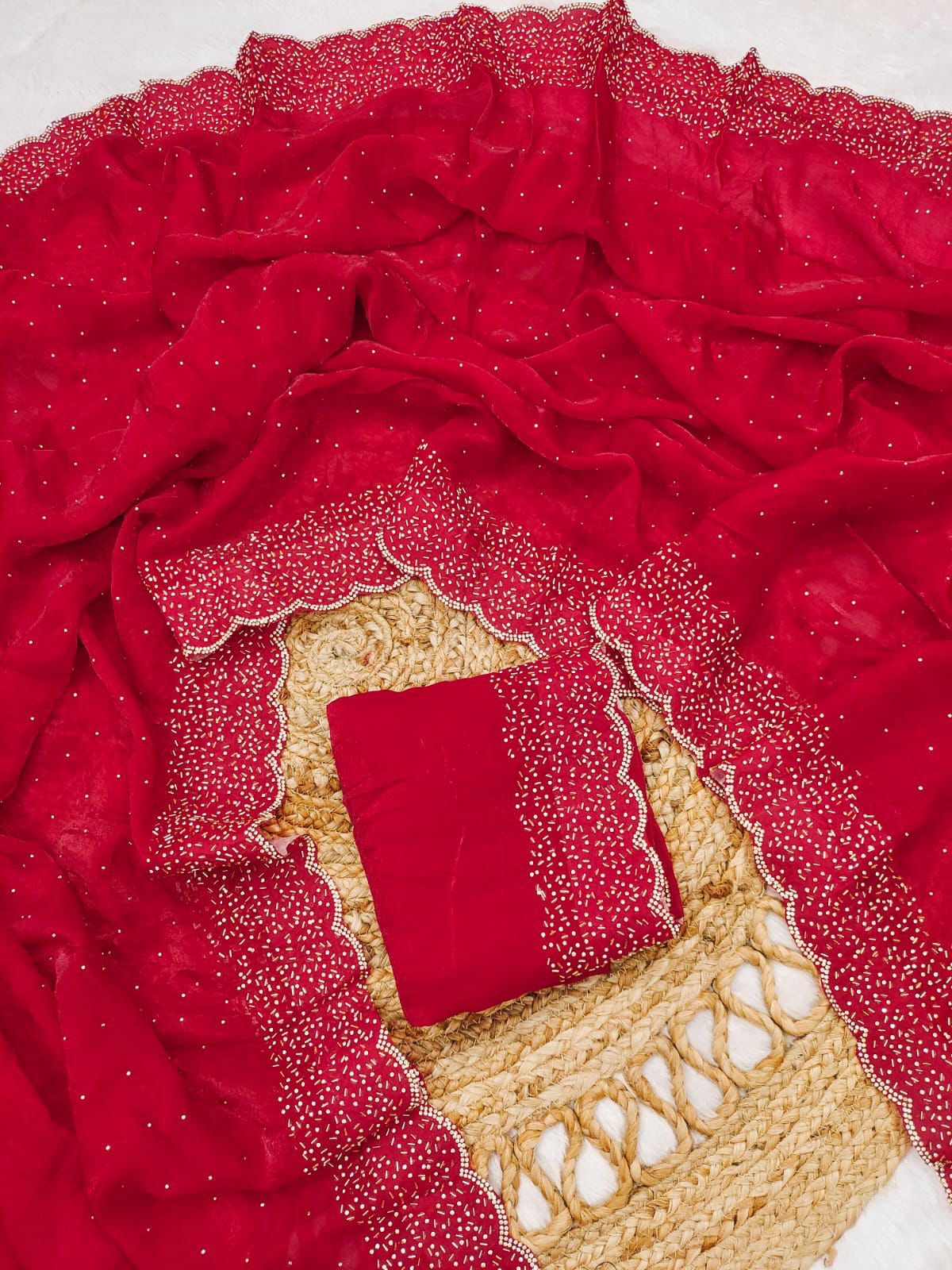 Premium space silk saree with cutdana work