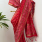 Banarasi semi Katan georgette saree with bandhini prints