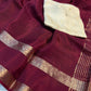 Beautiful soft viscous crape silk saree with double zari jacquard border and dola silk blouse piece