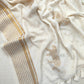Pure and authentic mul cotton saree with tiger and polka screen prints