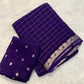 Soft Viscous crushed chinon silk checks saree