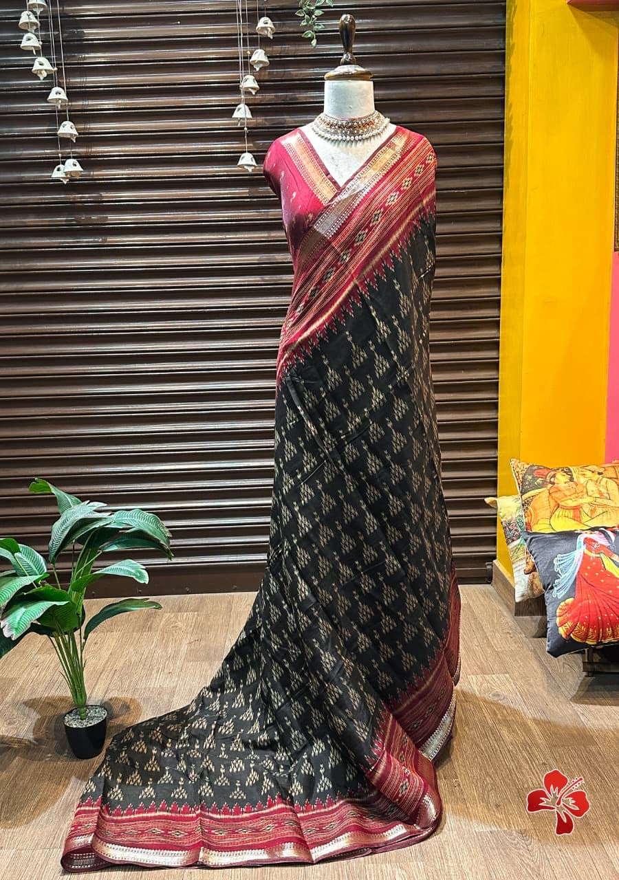 Soft ikkat printed mix cotton sarees