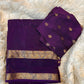 Beautiful soft viscous crape silk saree with double zari jacquard border and dola silk blouse piece