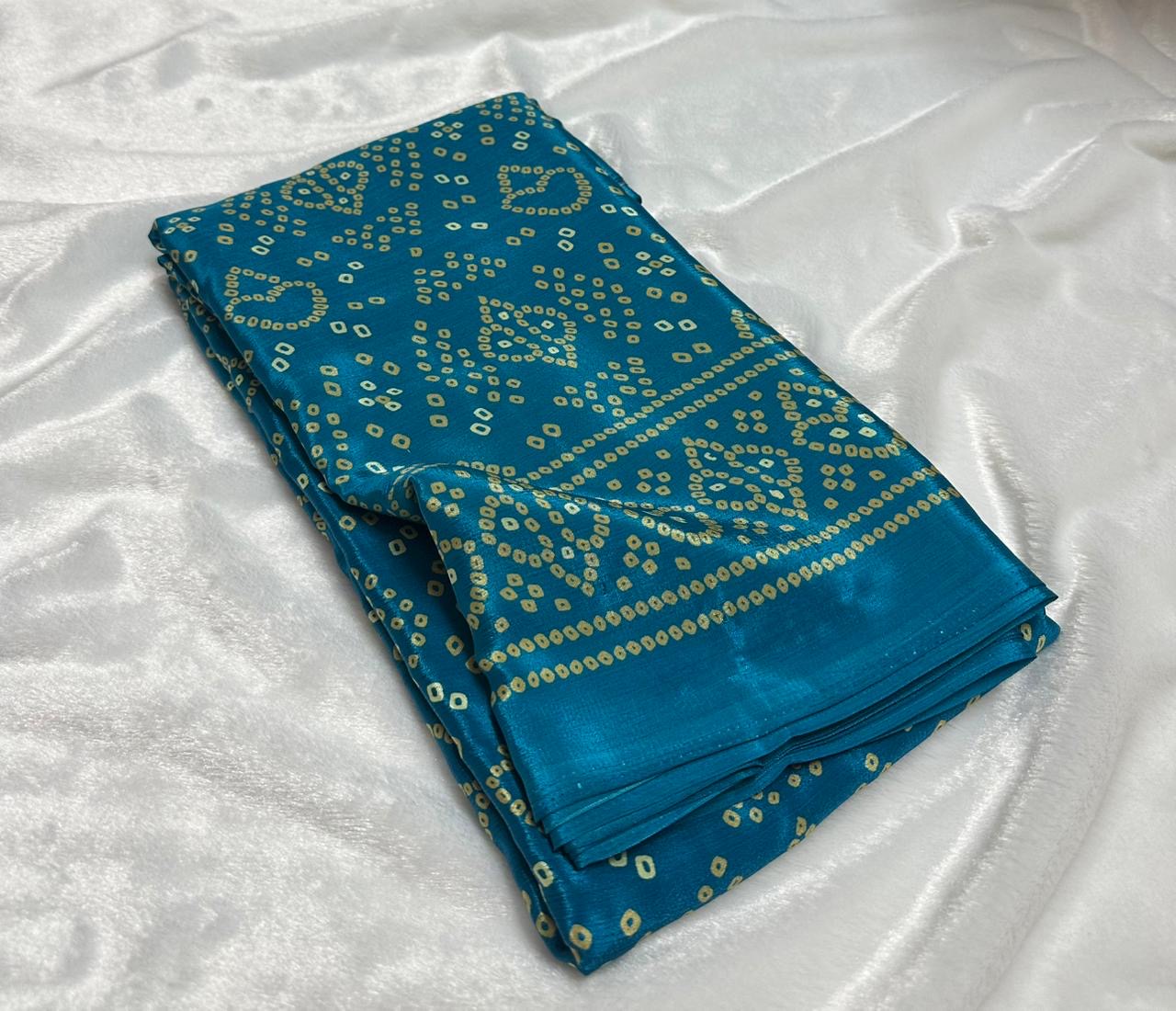 Crepe silk saree with bandhini prints