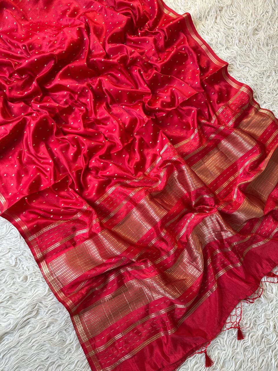 Banarasi semi katan silk with buttas