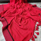 Soft Mul cotton saree - Red