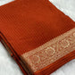 Premium viscous crushed chinon silk with lurex zari lines