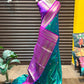 Beautiful semi kanjivaram soft silk woven saree - peacock blue and violet