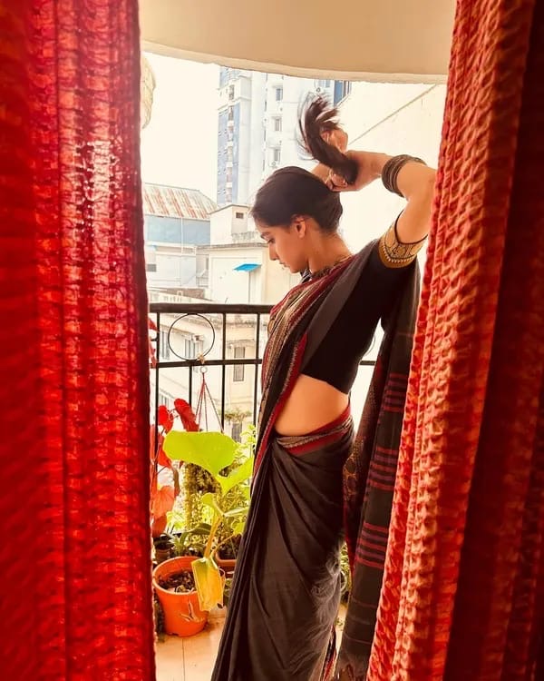 Anaswara inspired grey narayanpet cotton saree - big border