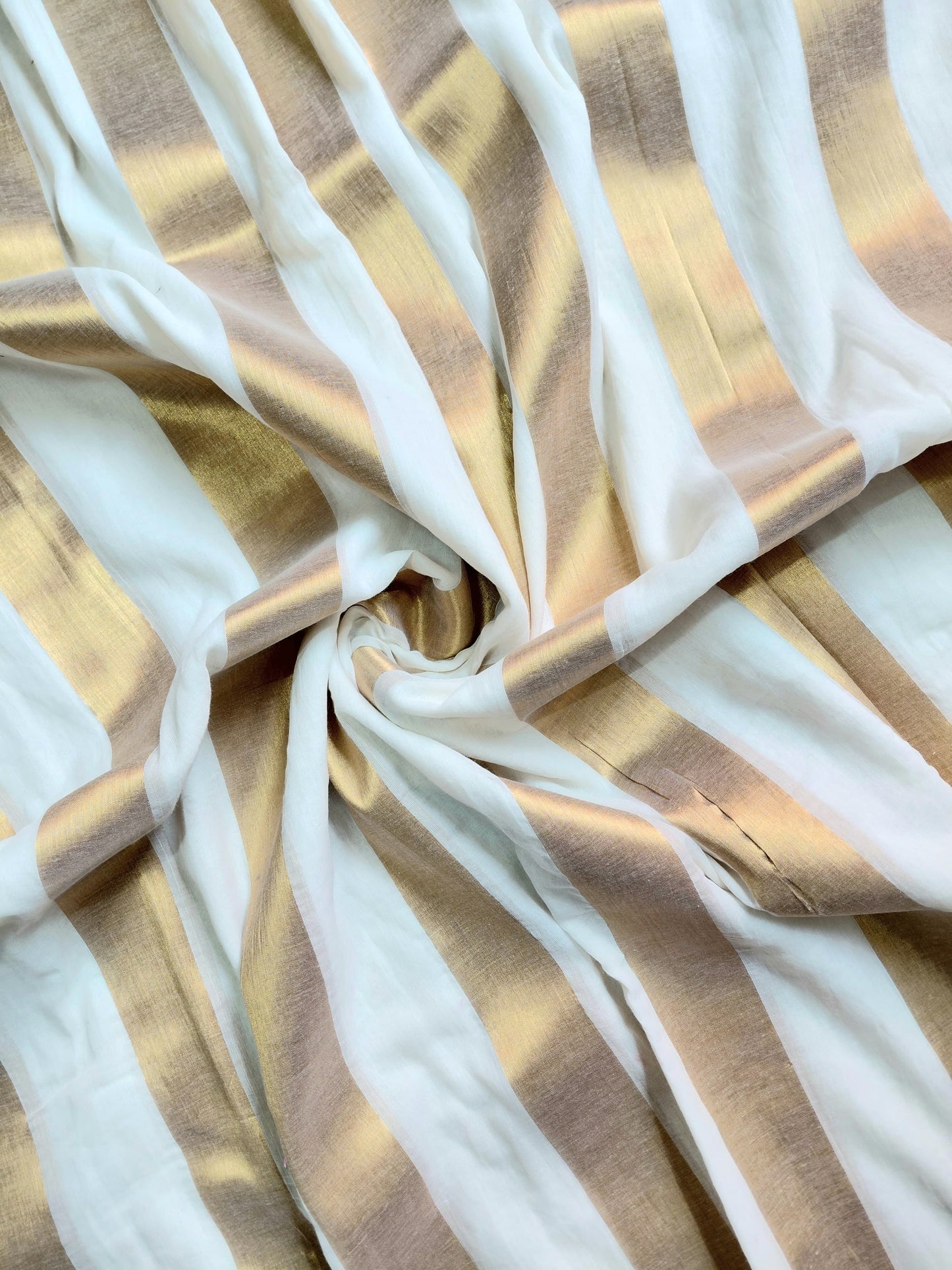 Pure authentic mul cotton saree with zari stripes all over
