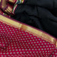 Soft viscous cotton saree with kalamkari printed border and pallu - black
