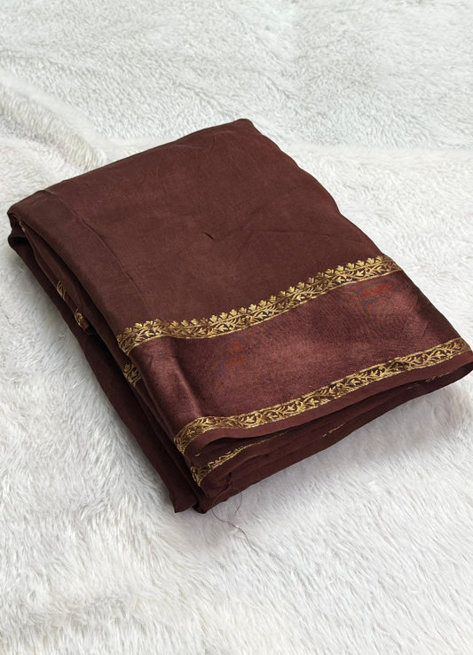 Beautiful soft viscous Russian silk saree with satin border (Prebooking)