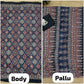 Beautiful semi crepe silk saree with ajrakh prints and mirror work