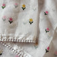 Soft kota saree with small floral butta embroidered body and lace border..