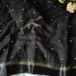 Viscous georgette with satin borders and round sequins buttas