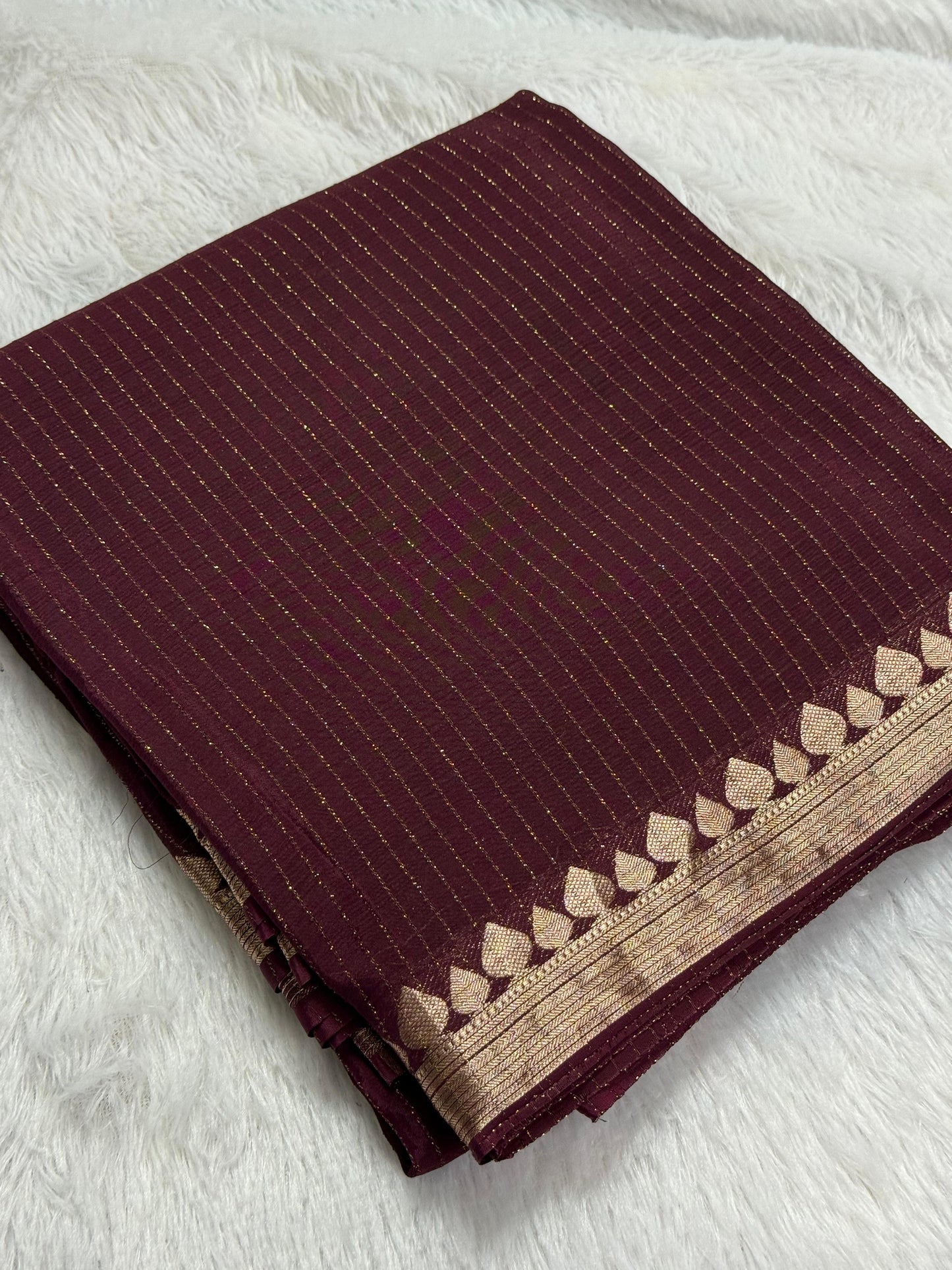 Premium viscous crushed chinon silk with lurex zari lines - 2