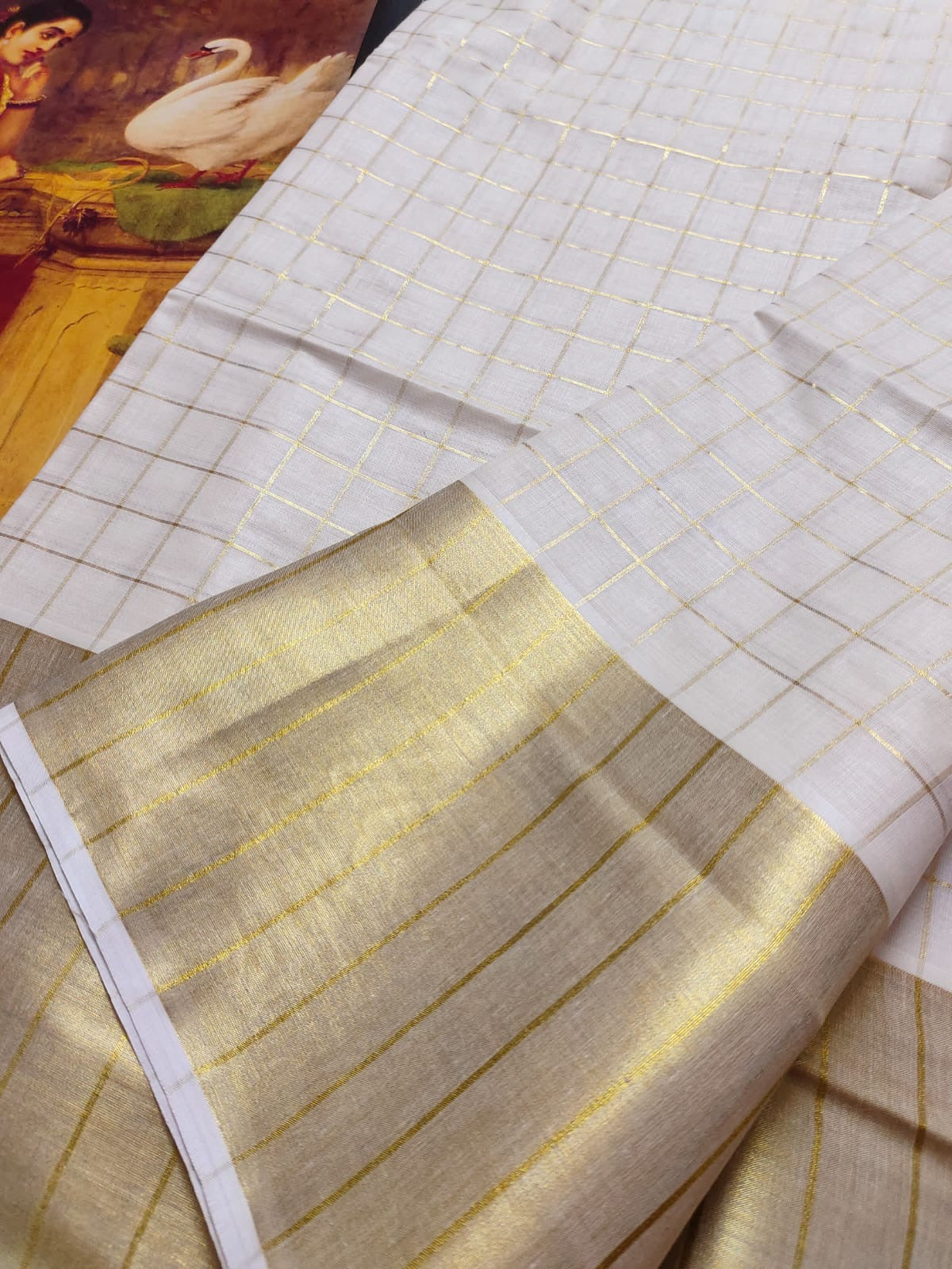 Kerala cotton saree with big border and checks
