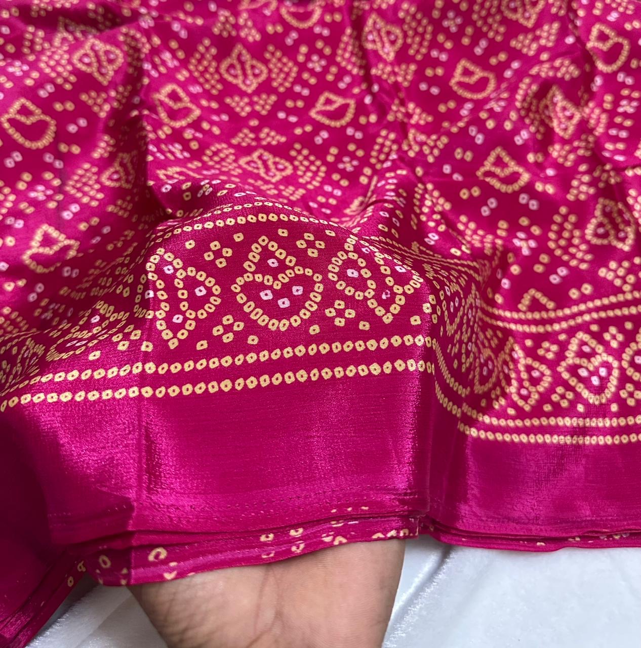 Crepe silk saree with bandhini prints