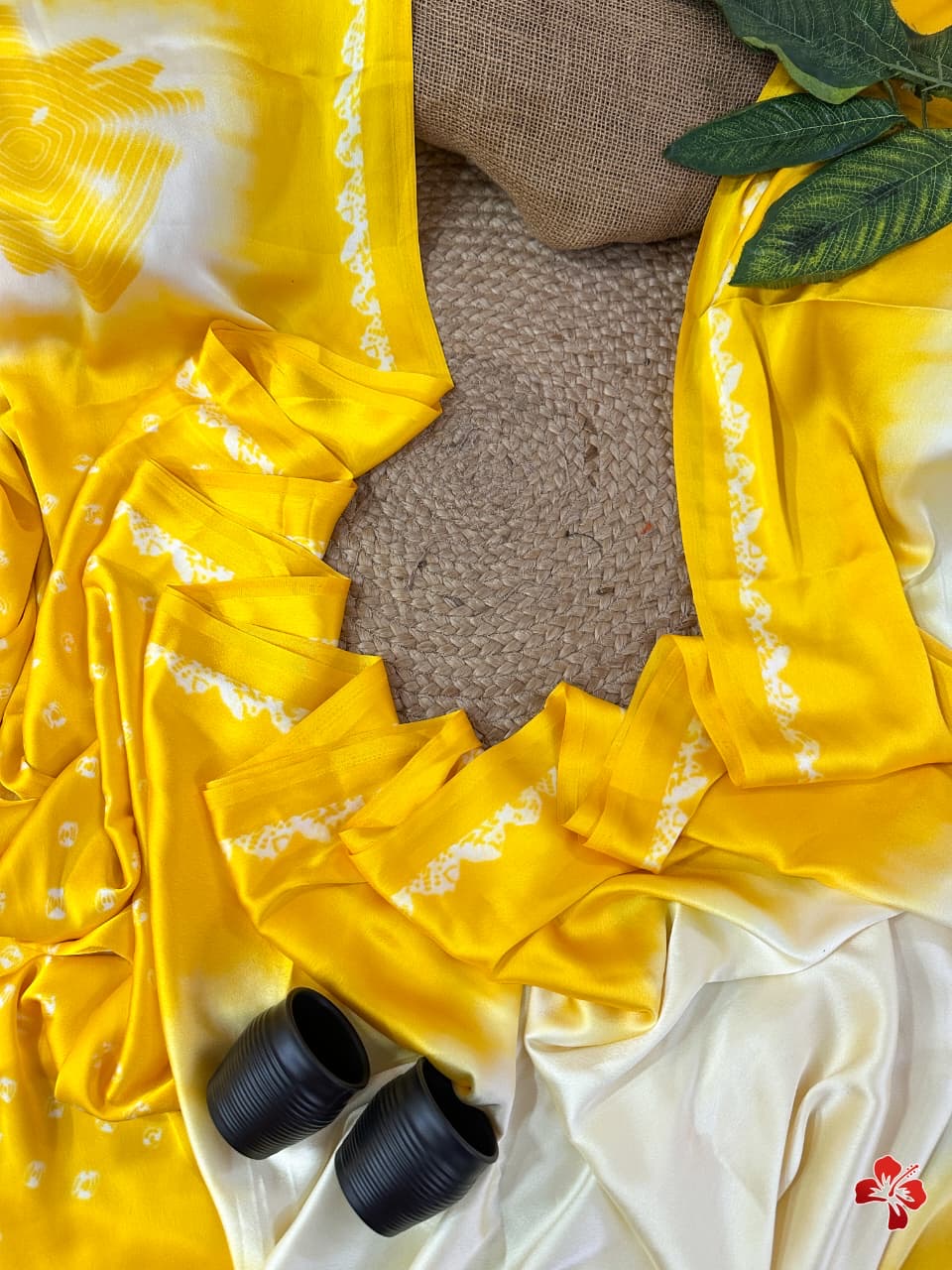 Beautiful viscous satin silk with bandhini prints - Chaitra reddy inspired